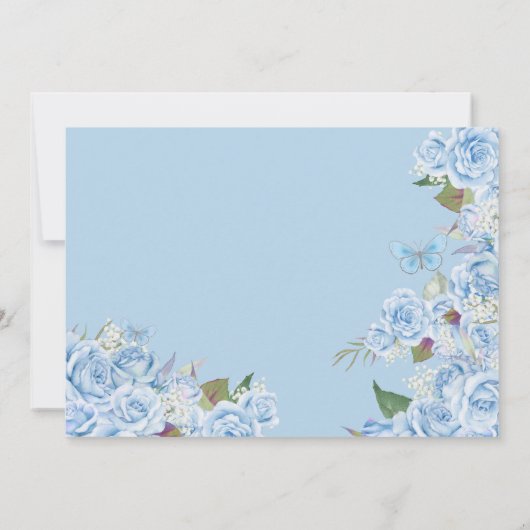 Light Blue Silver Tiara Butterfly Quinceanera Einladung (Rückseite)