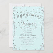 Light Blue & Silver Verlobung Dusche Einladung (Vorderseite)