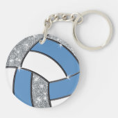 Light Blue, Silver, White, Billig Volleyball Gesch Schlüsselanhänger (Rückseite)