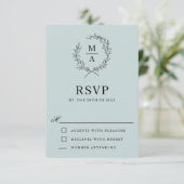 Light Blue Simple Elegangram RSVP Karte (Stehend Vorderseite)