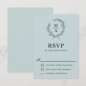 Light Blue Simple Elegangram RSVP Karte (Vorne/Hinten)