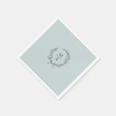 Light Blue Simple Elegant Laurel Wreath Monogram Serviette (Ecke)