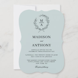 Light Blue Simple Elegant Monogram Wedding Einladung