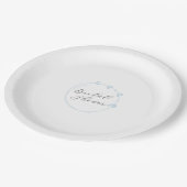 Light Blue Simple Heart Wreath Brautparty Pappteller (Schrägansicht)