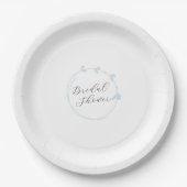 Light Blue Simple Heart Wreath Brautparty Pappteller (Vorderseite)