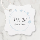 Light Blue Simple Heart Wreath Monogram Wedding Geschenkanhänger (Vorderseite)