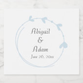 Light Blue Simple Heart Wreath Wedding Schaumweinetikett (Einzelnes Label)