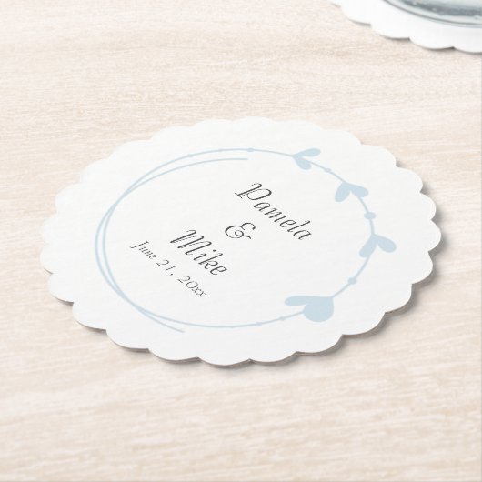 Light Blue Simple Heart Wreath Wedding Untersetzer (angewinkelt)