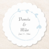 Light Blue Simple Heart Wreath Wedding Untersetzer (Vorderseite)