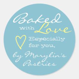 Light Blue Simple Made mit Liebe Heart Pastel Runder Aufkleber