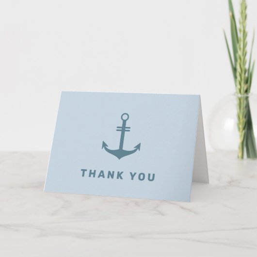Light Blue Simple Nautical Anchor Baby Dusche Dankeskarte (Vorderseite)