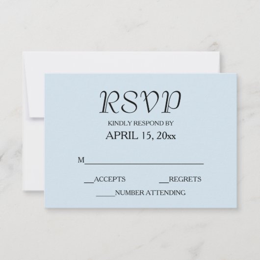 Light Blue Simple Style Wedding RSVP Karte (Vorderseite)