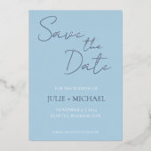 Light Blue Simple Style Wedding Save the Date Folieneinladung (Vorderseite)
