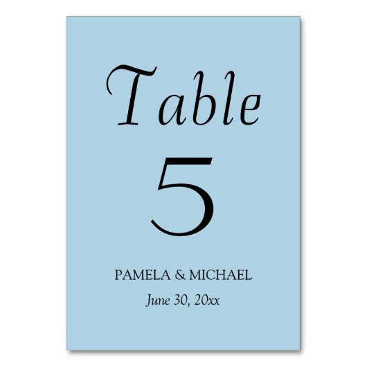 Light Blue Simple Style Wedding Tischnummer (Vorderseite)