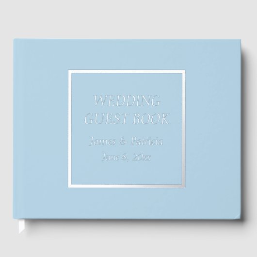 Light Blue Simple Stylized Letters Wedding Gästebuch (Vorderseite)