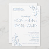 Light Blue Simple Wedding Einladung (Vorne/Hinten)