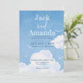 Light Blue Sky Relaxing Wedding Invitation Cards Einladung (Stehend Vorderseite)