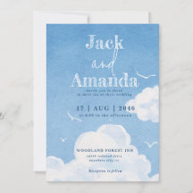 Light Blue Sky Relaxing Wedding Invitation Cards