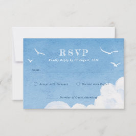 Light Blue Sky Watercolor Hochzeitsfeier Einladung