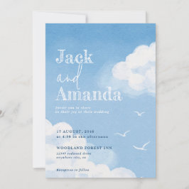 Light Blue Sky Watercolor Hochzeitskarten Einladung