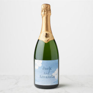 Light Blue Sky Wedding Wine Flasche Sticker & Labe Schaumweinetikett