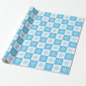 Light Blue Snowflake Checked Patchage Holiday Geschenkpapier (Ungerollt)