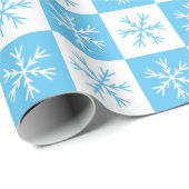 Light Blue Snowflake Checked Patchage Holiday Geschenkpapier (Rolleneckpunkt)