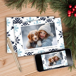 Light Blue Snowflake Foto Feiertagskarte