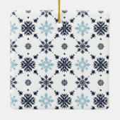 Light Blue Snowflake Foto Keramikornament (Rückseite)