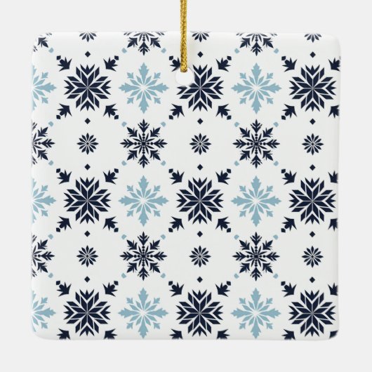 Light Blue Snowflake Foto Keramikornament (Rückseite)