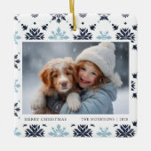 Light Blue Snowflake Foto Keramikornament (Vorderseite)