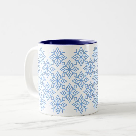 Light Blue Snowflake Pattern Tasse (Vorderseite Links)