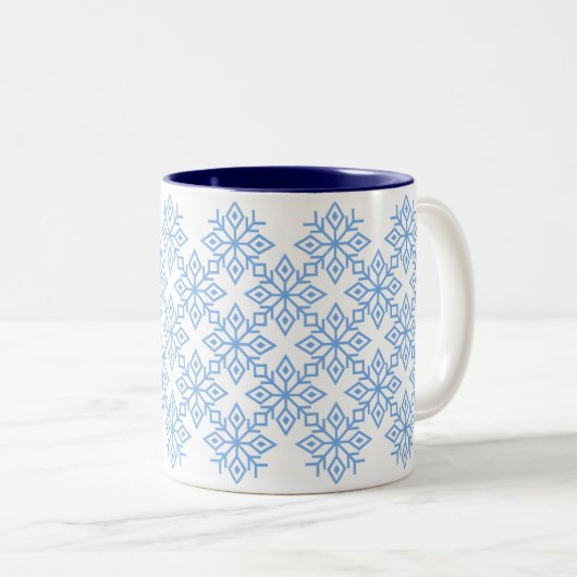 Light Blue Snowflake Pattern Tasse (VorderseiteRechts)