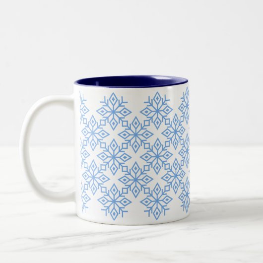 Light Blue Snowflake Pattern Tasse (Links)