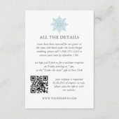 Light Blue Snowflake Winter WEDDING QRCode Details Begleitkarte (Vorderseite)