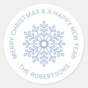 Light Blue Snowflakes Weihnachts-Tag Runder Aufkleber