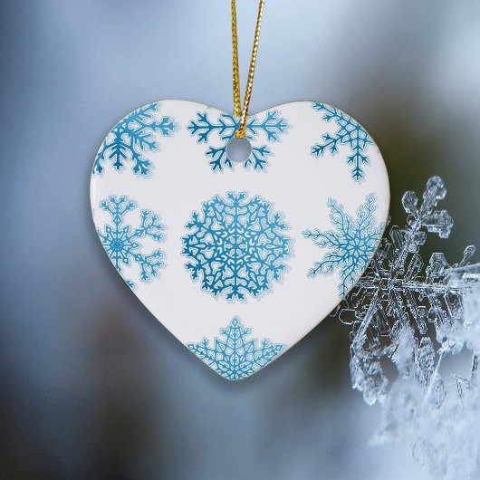 Light Blue Snowflakes Weiße Weihnachten Keramik Ornament