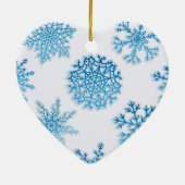 Light Blue Snowflakes Weiße Weihnachten Keramik Ornament (Hinten)