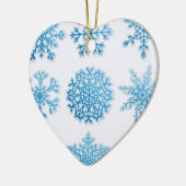 Light Blue Snowflakes Weiße Weihnachten Keramik Ornament (Links)