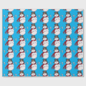 Light Blue Snowman Wrapping Paper Geschenkpapier (Flach)