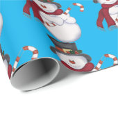Light Blue Snowman Wrapping Paper Geschenkpapier (Rolleneckpunkt)