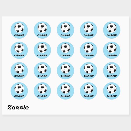 Light Blue Soccer Champ Stickers (Blatt)