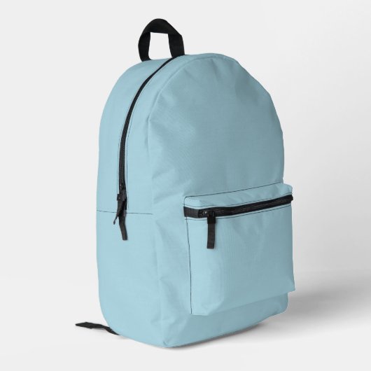 Light Blue Solid Color Bedruckter Rucksack (Rückseitige Ecke links)