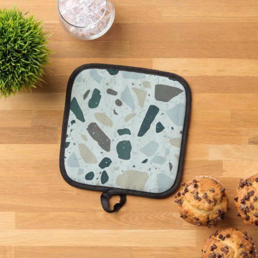 Light Blue Square Abstract Potholder Topflappen (Oben Unten)