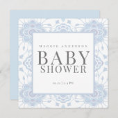 Light Blue Square Baby Dusche Einladung (Vorne/Hinten)