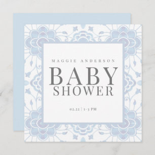 Light Blue Square Baby Dusche Einladung