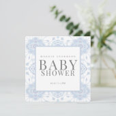 Light Blue Square Baby Dusche Einladung (Stehend Vorderseite)