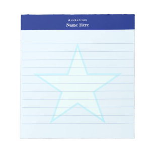 Light Blue Star & Blue Header Lined Notizblock
