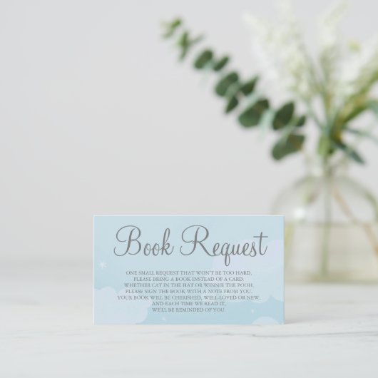 Light Blue Star Sky Book Request Card Visitenkarte (Stehend Vorderseite)