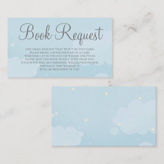 Light Blue Star Sky Book Request Card Visitenkarte (Vorne/Hinten)